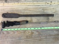 Vintage pipe wrench and pry bar