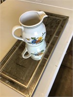 Mirror tray and flower pitcher