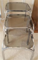816 - SET OF 3 GLASS TOP NESTING TABLES