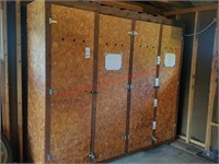 8' w x 7' H x 2" D wood cabinet on rollers
