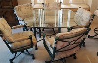 816 - GLASSTOP DINING TABLE & 5 CHAIRS SET