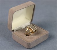 14k Yellow Gold & Diamond "W" Initial Ring