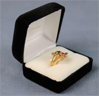 14k Yellow Gold, Diamond & Colored Gemstone Ring