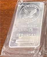 (1) One Ten Oz Sunshine Mint Silver Bar .999