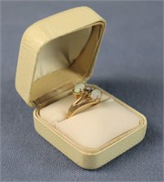 Ladies 14k Yellow Gold, Opal & Diamond Ring