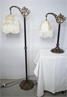 Pair Vintage Floor & Table Bridge Lamps
