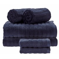 Ribbed 6 Piece 100% Cotton Bath Towel Set