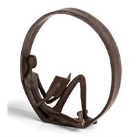 Brown Landy Encircled Reader Iron Figurine