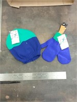 Hat and Mitten Set -  Kids Size 4-6x -Blue and
