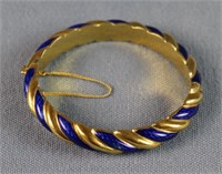 Tiffany & Co. 18k Gold & Blue Enamel Cuff Bracelet
