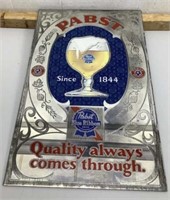 * Pabst beer glass bar mirror. 12 x 20.
