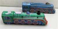 (2) Tin Litho toy Locomotives. China. One