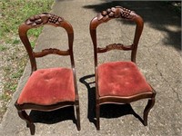 Two Beautifully Upholstered Hardwood Chairs