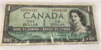 1954 Banknote  Canada One Dollar