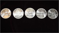 5 CANADIAN SILVER DOLLARS