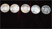 5 CANADIAN SILVER DOLLARS