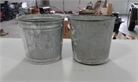 Pair of galvanized pails