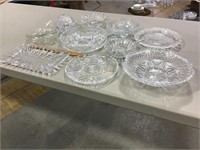 Glass trays, bowls and spoons