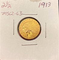 1913 $2.5 US Liberty Gold Coin (MS 62-63)