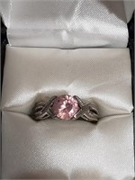 VINTAGE 925 RING WITH PINK STONE