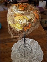 VINTAGE LADY'S HAT  - ORANGE/YELLOW WITH NETTING