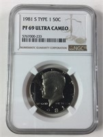 1981-S Type1 Kennedy Half Dollars Ngc PF 69 UC