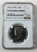 1981-S Type1 Kennedy Half Dollars Ngc PF 69 UC