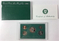 1996 S Proof Set Original Box & COA 5 Coins