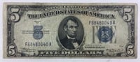 Circulated 1934 A Blue Seal Five Dollar Bill