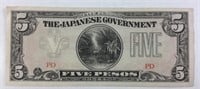 The Japanese Government 5 Pesos, World War II