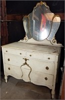 Vintage Dresser w/Ornate Etched Mirror