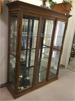 Antique Wood Double Door Display Cabinet