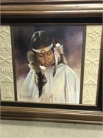 Hoebel  Signed  Indian on Canvas Sandstone Sides
