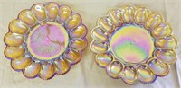 Hobnail Carnival Glass Egg Plates (2)