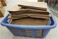 Paper Grocery Bags & Rubbermaid Laundry Basket