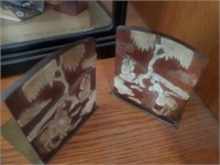 Bookends, Stone, Other Inlaid, Asian Design