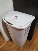 White Plastic Lidded Trash Container
