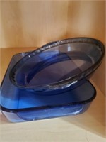 2pc Blue Glass Baking Dishes
