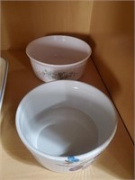 2pc Round Baking Dishes, Olive/ Flower Design