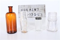 Vintage For Rent Sign & Bottles