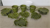 Leaf Dessert Plates, Mugs & Pfaltzgraff Saucers
