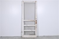 Vintage Chippy White Screen Door