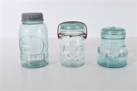 RARE White Crown Aqua Mason & Atlas Jars
