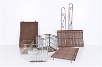Vintage Metal Milk Crate, Wire Baskets, Shelves