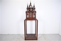 8ft Antique Mahogany Birdcage On Stand