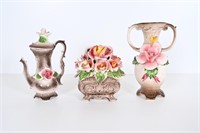 Vintage Capodimonte Coffee Pot, Urn, Bouquet