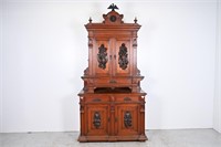 8ft Antique French Carved Hunt Cabinet