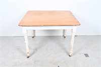 Vtg French Farm Table w/ Casters