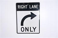 Retired Right Lane Only Hwy Sign