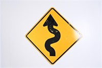 Retired Wood Curve Ahead Hwy Sign